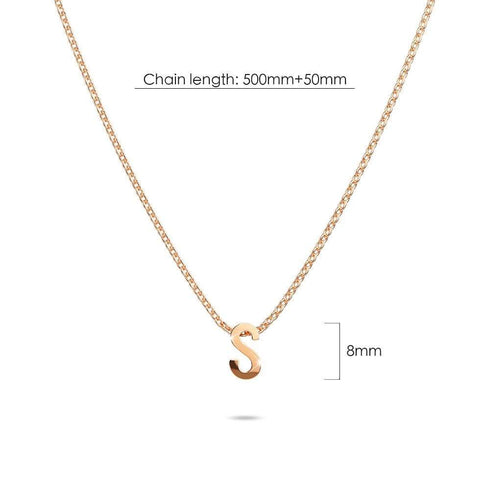 Initials Brick Alphabet Letter Necklace Rose Gold Layered Steel Jewellery
